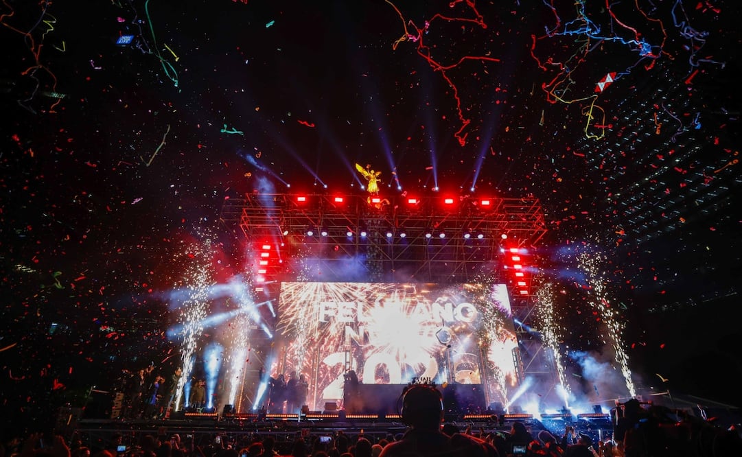 Reforma se llena de música electrónica con más de 250 mil asistentes; Brugada desea amor y bienestar para 2026. FOTO: DIEGO SIMÓN SÁNCHEZ