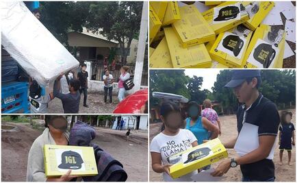 Entregan enseres y colchones a damnificados, presuntamente a nombre de "El Chapo"