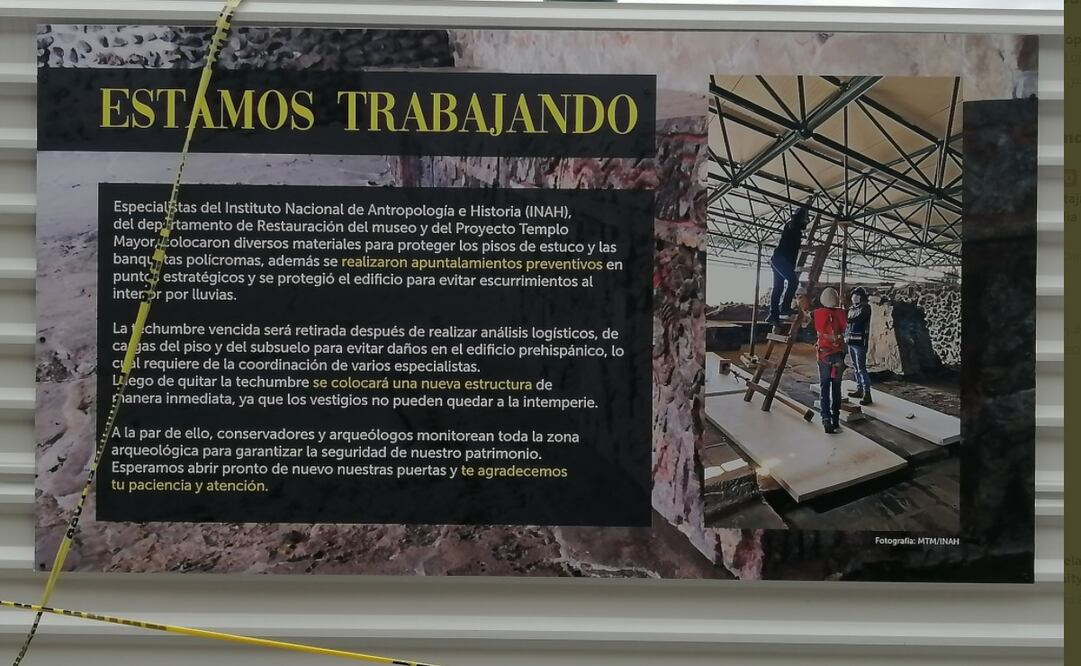 Anuncio trabajos en Templo Mayor. Foto: Twitter del arqueólogo mexicano Leonardo López Luján