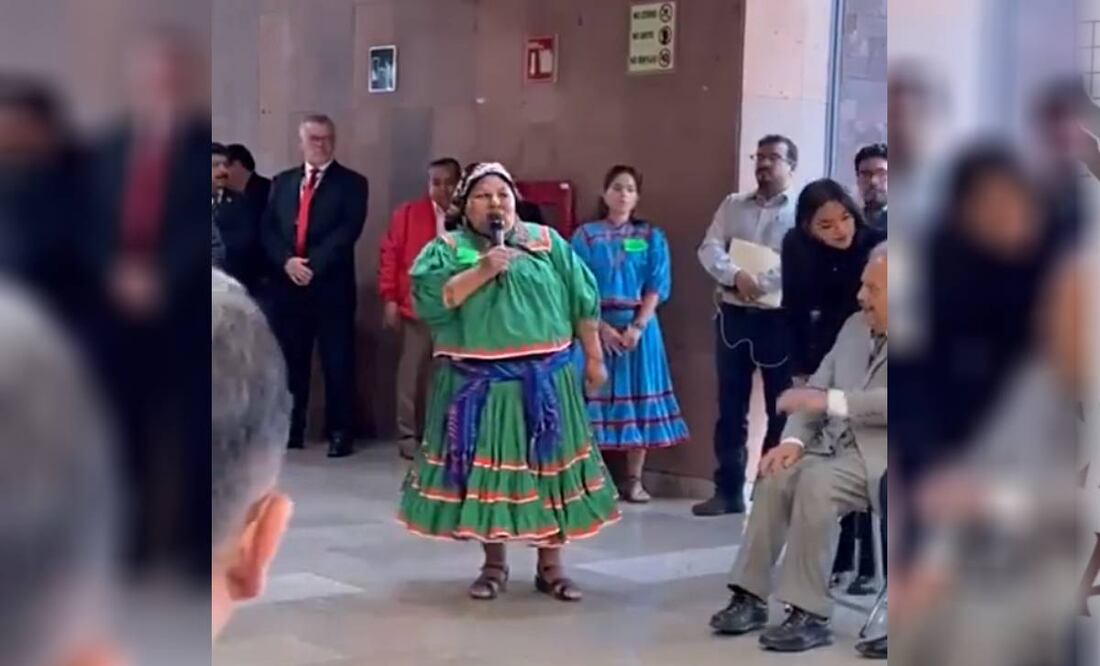 Rosalba Loya, campesina rarámuri de Chihuahua, durante el Parlamento Abierto Presupuesto de egresos de la Federación para el campo 2024. Foto: Captura de pantalla