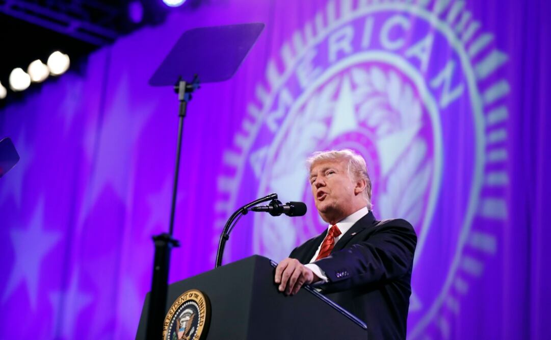 El presidente Donald Trump da un discurso en la Convención Nacional de la Legión Americana (Foto: AP)