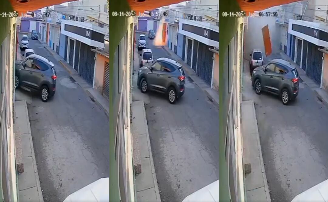 Video de cámaras vecinales captó el momento exacto en el que explotó una vivienda en Pachuca, Hidalgo. Foto: Captura de pantalla de X