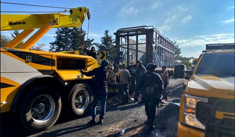 Fuerzas federales se enfrentan con grupo armado en Michoacán; bloquean carreteras con vehículos incendiados