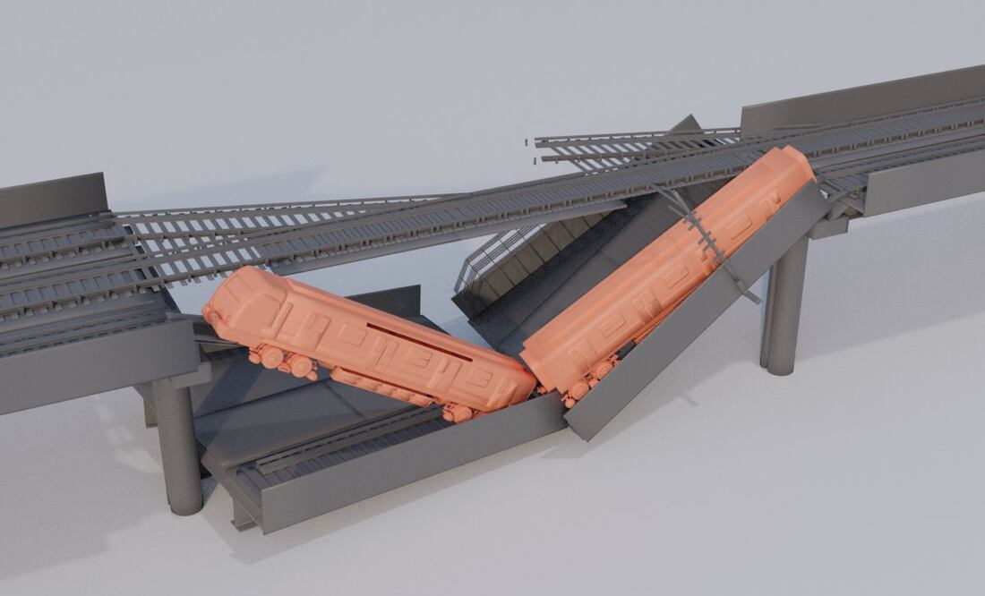 Detelle de la animación del desplome en el Metro Olivos