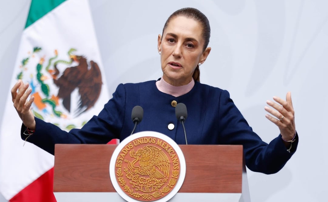 La presidenta Claudia Sheinbaum en la “Mañanera del Pueblo” del 20 de agosto de 2026 en Palacio Nacional. Foto: Diego Simón Sánchez/ EL UNIVERSAL