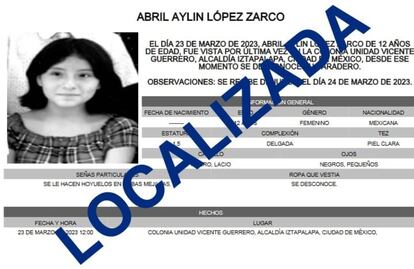 Localizan con vida a la menor Abril Aylin, reportada como desaparecida en Iztapalapa