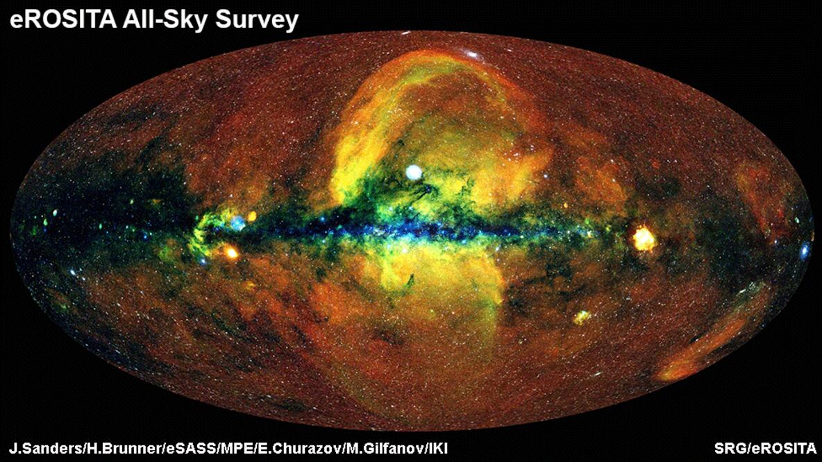 Este es el mapa más reciente del Universo, logrado a partir de las emisiones de rayos X. Foto: BBC