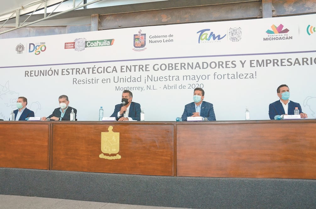 Los gobernadores José Rosas (Durango), Miguel Riquelme (Coahuila), Jaime Rodríguez (NL), Francisco García (Tamaulipas) y Silvano Aureoles (Michoacán). Foto:  EMILIO VÁSQUEZ. EL UNIVERSAL