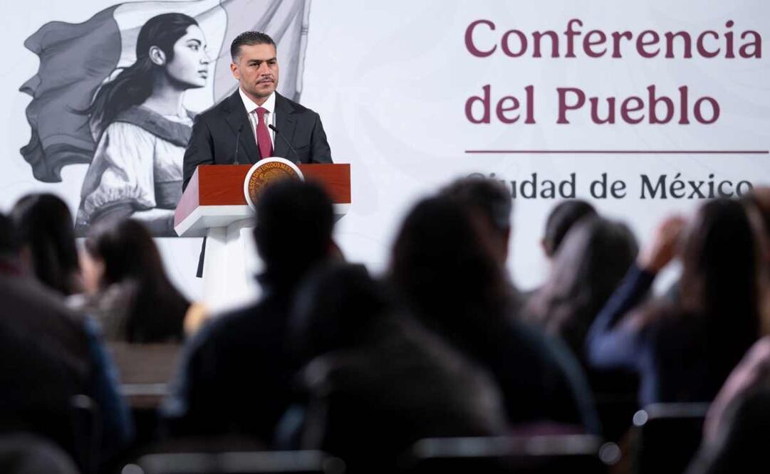 Omar García Harfuch, titular de la Secretaría de Seguridad y Protección Ciudadana (SSPC, durante la mañanera del 3 de noviembre del 2025. Foto: Presidencia