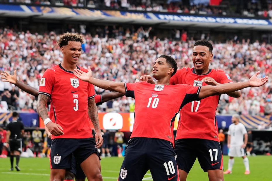 Jude Bellingham en festejo de gol con la selección de Inglaterra, durante la Fase de Grupos del Mundial de 2026 - Foto: AP