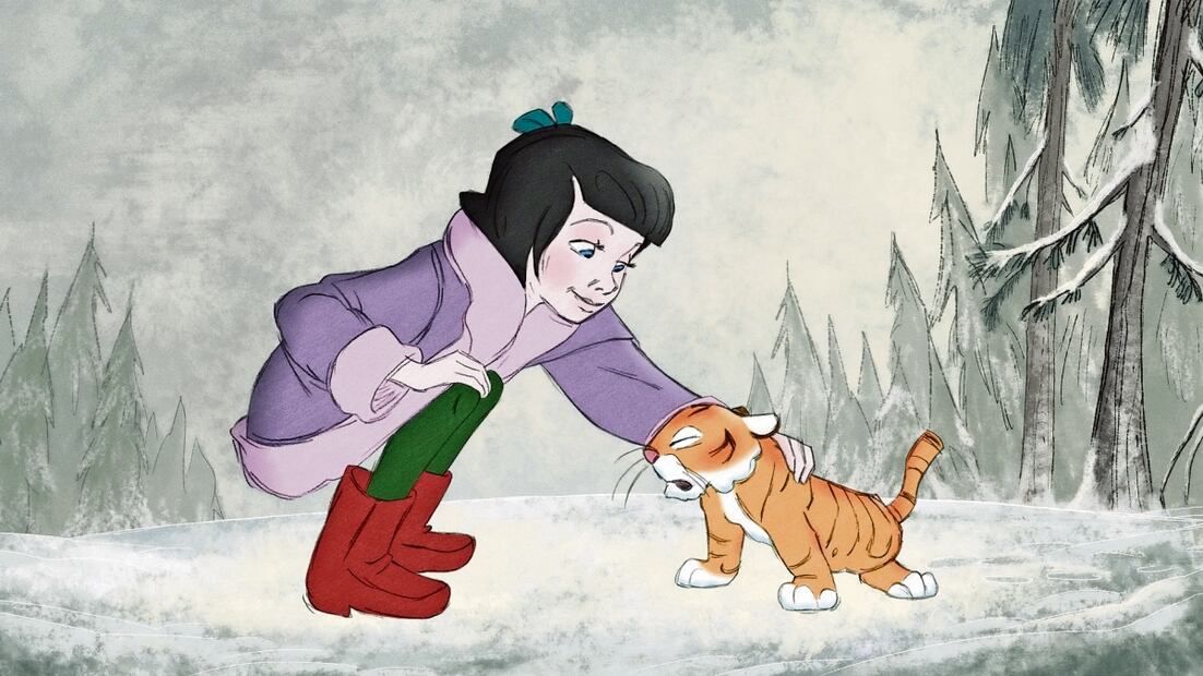 La historia gira en torno a una niña ucraniana, Sarah, que cría un tigre siberiano durante la década de 1970, lo que se complica con los años. Imagen: Amistad siberiana