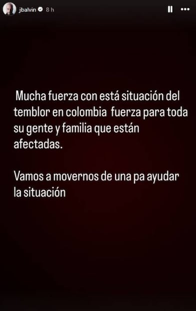 Balvin, por su parto, se solidarizó con sus gente y se dijo dispuesto a ayudar. Foto: Instagram.