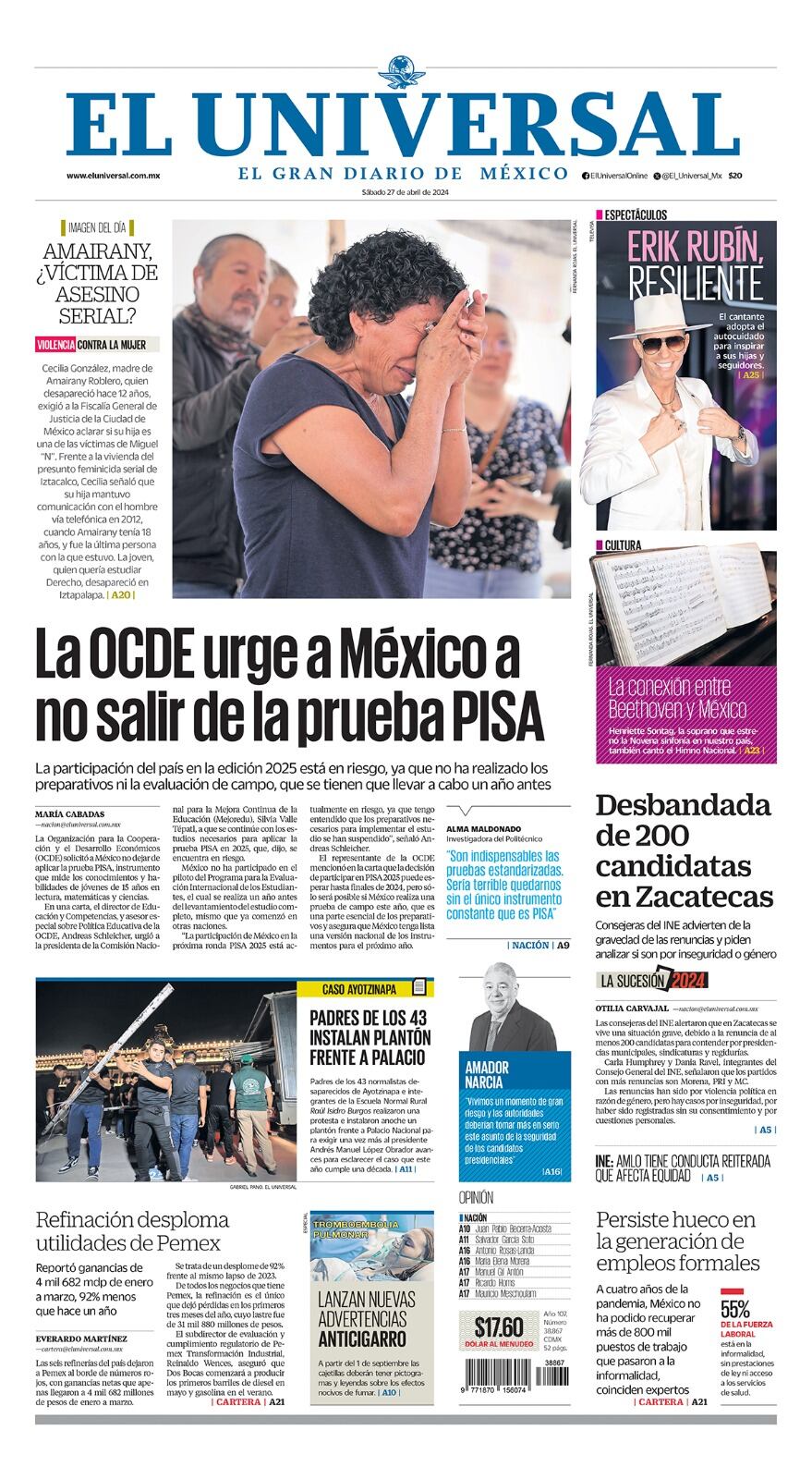 Portada impresa 27 de abril