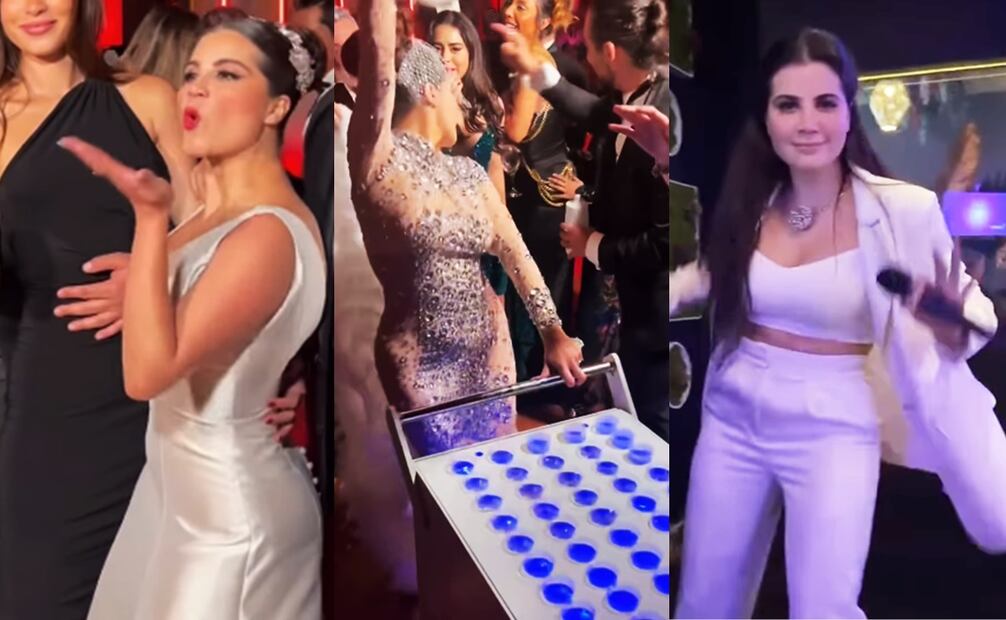 Cinthia Aparicio con los tres vestidos que usó durante su boda.
Fotos: Instagram