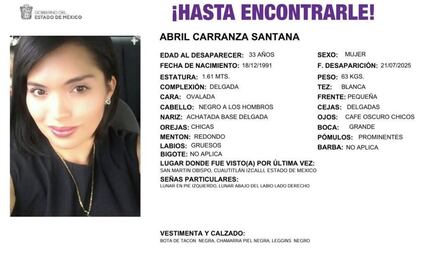 Buscan a Abril Carranza en Edomex; salió de su casa a una entrevista de trabajo en Cuautitlán Izcalli y no ha regresado