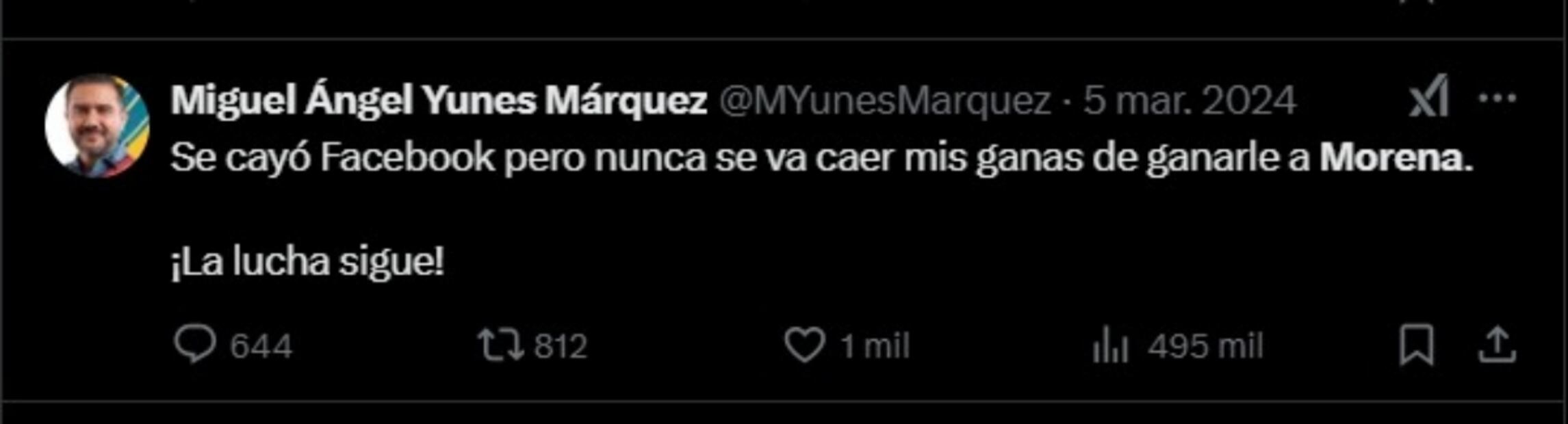 Miguel Ángel Yunes Márquez externaba desde sus redes sociales su rechazo a Morena. Foto: @MYunesMarquez