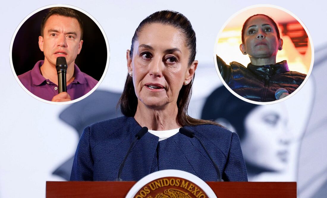 Claudia Sheinbaum habla sobre el resultado de las elecciones presidenciales en Ecuador. Foto: EFE y AFP