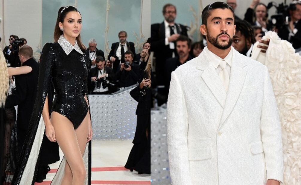 Kendal Jenner y Bad Bunny. Fotos: Jamie McCarthy/Getty Images/AFP (Photo by Jamie McCarthy / GETTY IMAGES NORTH AMERICA / Getty Images via AFP, Archivo EL UNIVERSAL.