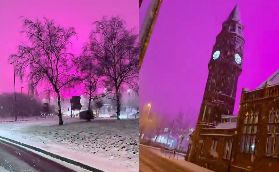 Cielo de Reino Unido se tiñe de rosa y se vuelve viral en redes. Foto: Redes sociales