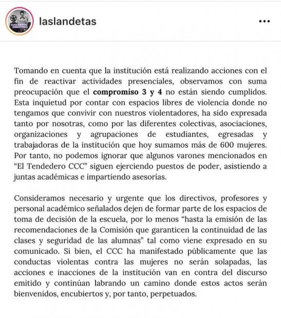 El Centro de Capacitación Cinematográfica incumple acuerdo para frenar violencia de género