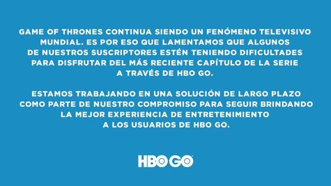 HBO Go falla en nueva temporada de Game of Thrones