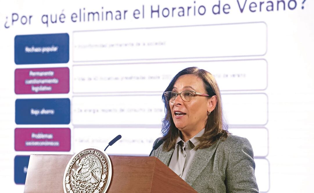 Rocío Nalhe, secretaría de Energía, estuvo ayer presente en la conferencia matutina del presidente López Obrador