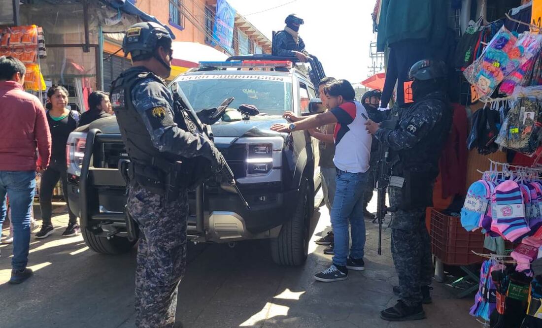 La organización señaló a agentes de la Fuerza de Reacción Inmediata Pakal (FRIP) por presuntas violaciones a derechos humanos cometidas durante los operativos (19/01/2025). Foto: Especial