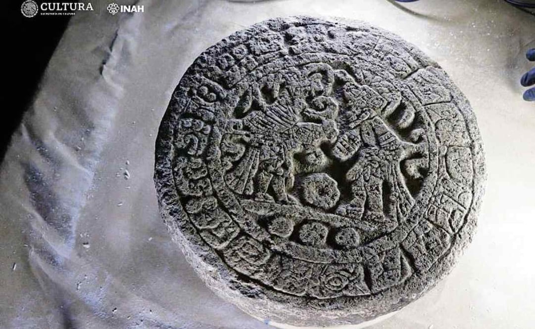 Marcador con jeroglífico del Juego de Pelota de la zona de Chichén Itzá, en la zona maya. Foto: Secretaría de Cultura