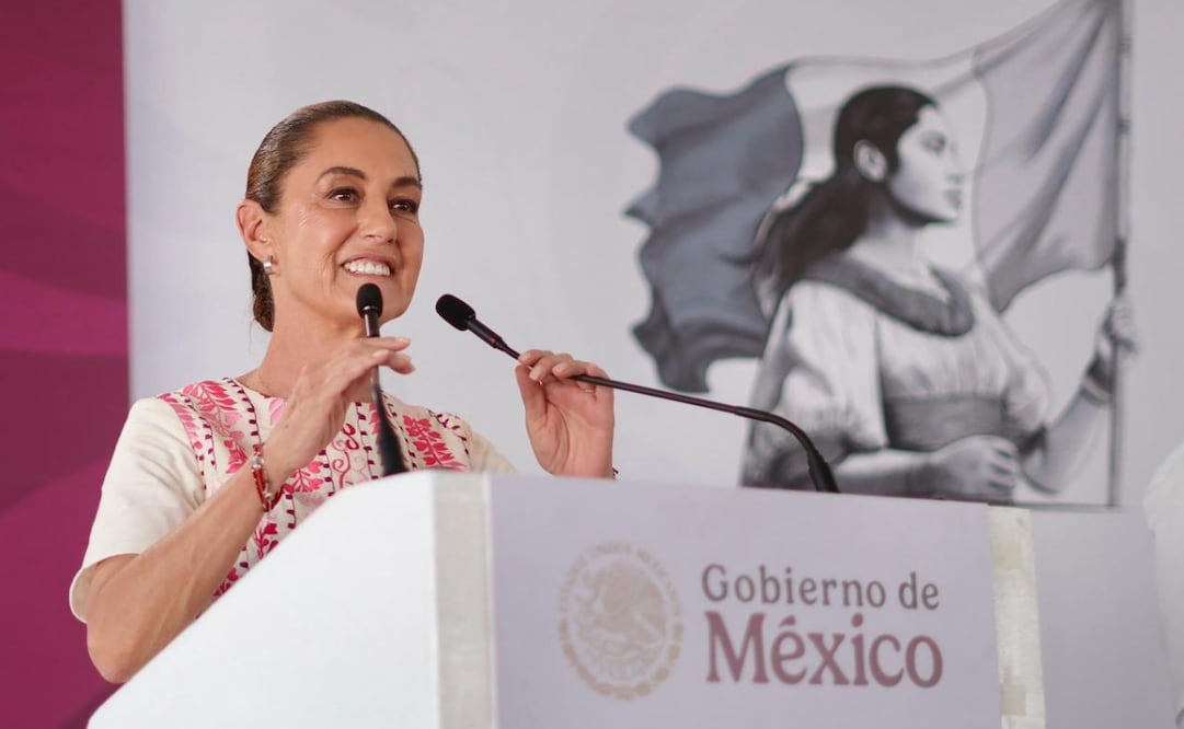 La presidenta Claudia Sheinbaum durante un evento de entrega de apoyos del Bienestar en Baja California Sur este domingo 1 de marzo de 2026. Foto: Presidencia