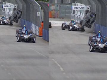 Halo salva la vida del campeón de la Fórmula E; así fue el aparatoso accidente en Brasil donde se volteó