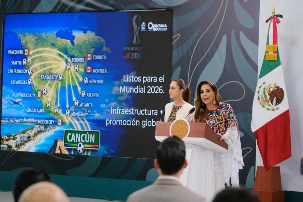 La gobernadora de Quintana Roo, Mara Lezama, durante la conferencia matutina de la presidenta Claudia Sheinbaum. Foto: Especial
