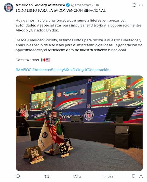 American Society of Mexico a través de X. Foto: Captura de pantalla X @amsocmx