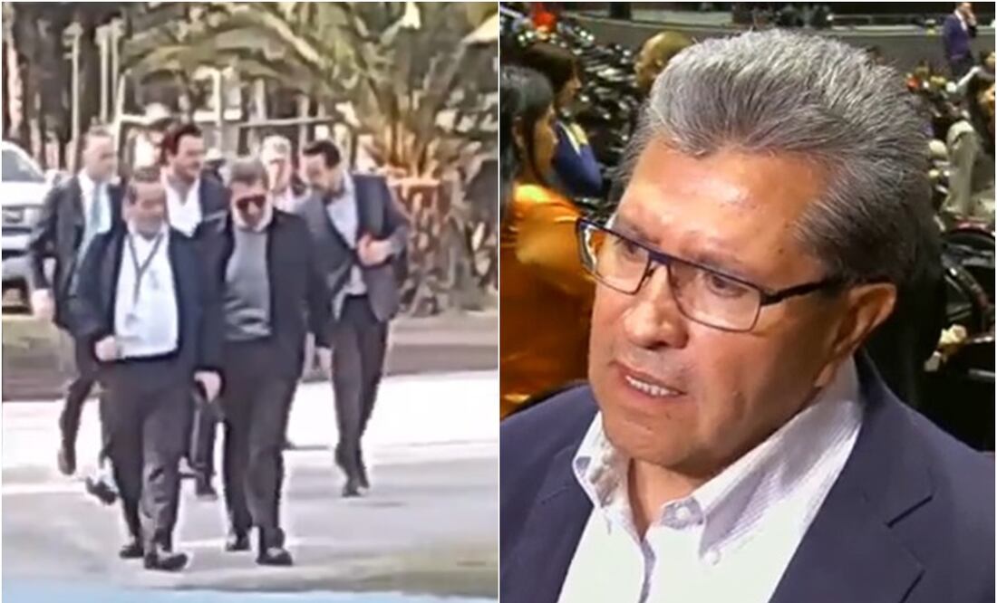 El presidente de la Jucopo, Ricardo Monreal, dirigiéndose a abordar el helicóptero el pasado 12 de noviembre del 2024. Foto: captura de pantalla y EL UNIVERSAL