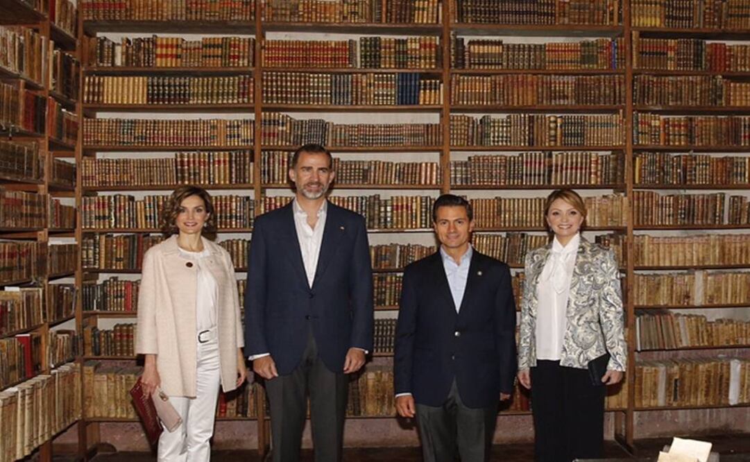 Los reyes de España, Felipe VI y Letizia, visitaron la Biblioteca Conventual del Museo Virreinal de Guadalupe, en Zacatecas. (Foto: Xinhua / Casa Real)