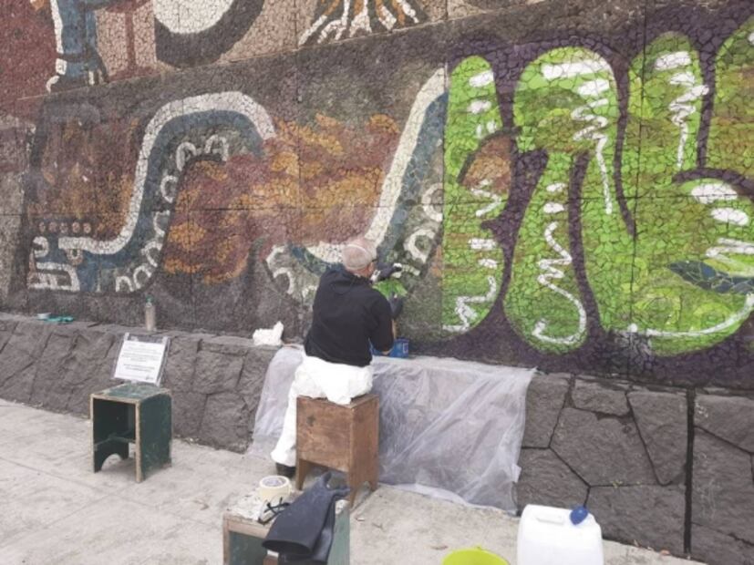 Retiran pintas al mural Sol de Fuego, del Centro SCOP