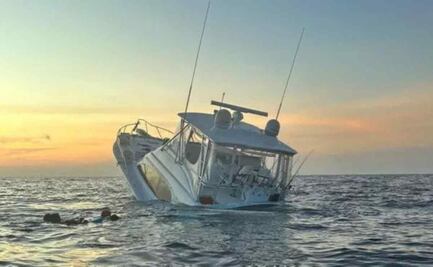 Rescatan a 12 tripulantes tras naufragio y hundimiento de yate en puerto de Progreso, Yucatán