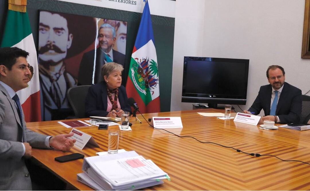 Alicia Bárcena, titular de la Secretaría de Relaciones Exteriores (SRE), sostuvo una videollamada este 2 de septiembre con el primer ministro de Haití, Garry Conille. Foto: Especial