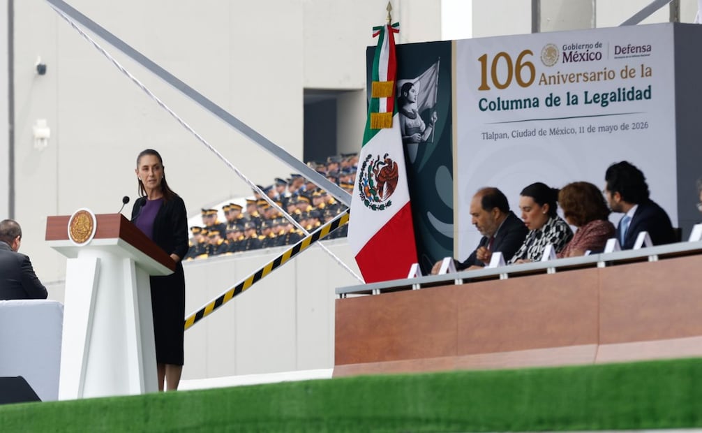 La presidenta Claudia Sheinbaum durante la ceremonia por el 106 Aniversario de la Columna de la Legalidad, realizada en el Heroico Colegio Milita (11/05/2026). Foto: Diego Simón Sánchez/ EL UNIVERSAL