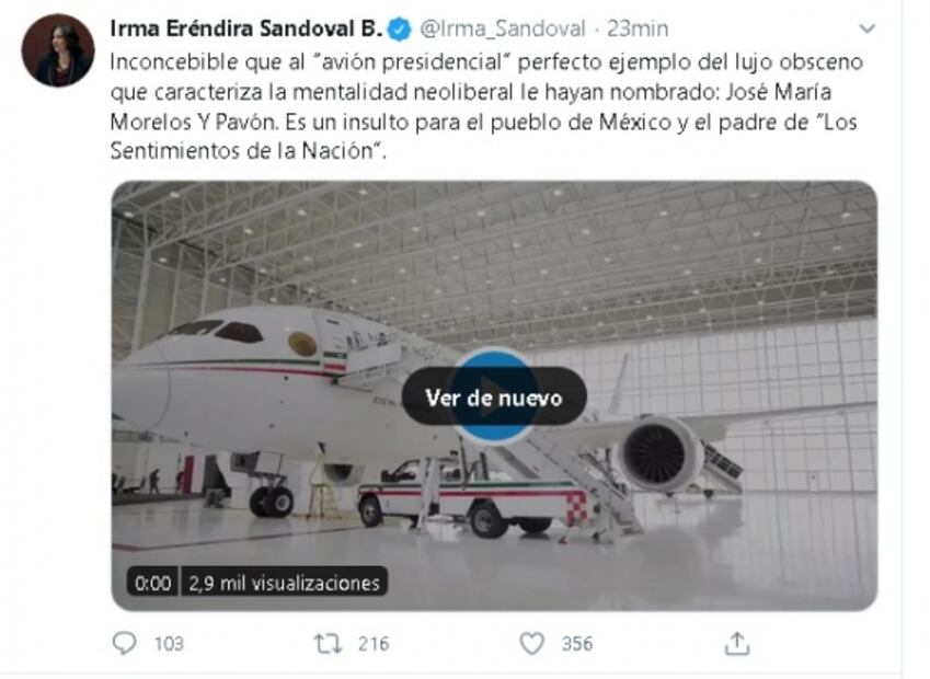 Critican en 4T nombre del avión presidencial
