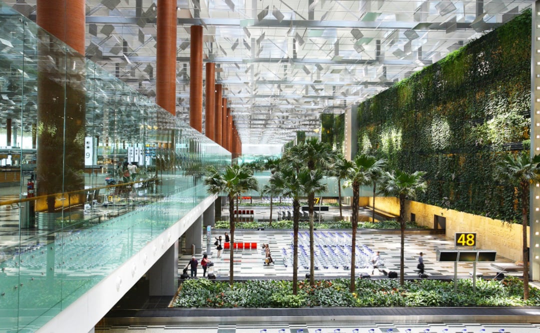 Aeropuerto Internacional de Changi, en Singapur, uno de los más amigables con el medio ambiente. (Foto: Cortesía Aeropuerto de Changi)
