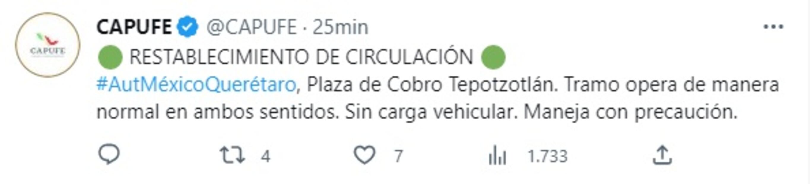 Foto: Twitter @CAPUFE