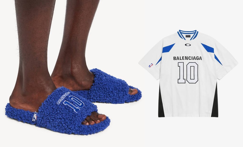 Chaquetas, camisetas y accesorios forman parte de la colaboración Balenciaga x NBA. Foto: Balenciaga