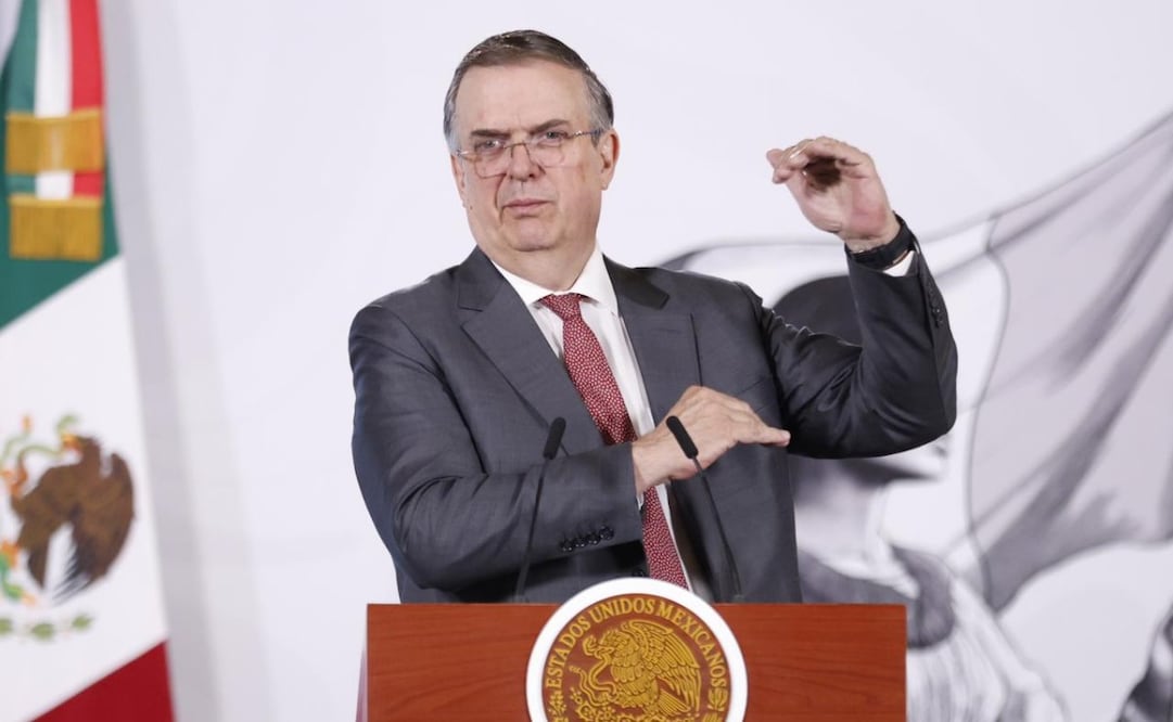 El secretario de Economía, Marcelo Ebrard, durante la “Mañanera del Pueblo” en Palacio Nacional de este jueves 16 de abril de 2026. Foto: Diego Simón Sánchez/ EL UNIVERSAL