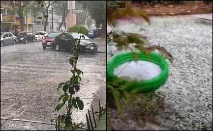 Granizo cubre de blanco las calles de la CDMX: VIDEOS