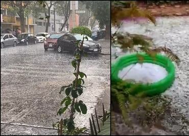 Granizo cubre de blanco las calles de la CDMX: VIDEOS