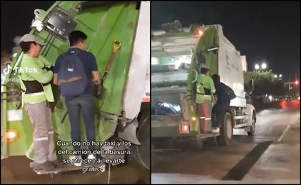 VIDEO: Joven no encuentra taxi y camión de basura le da aventón en Campeche