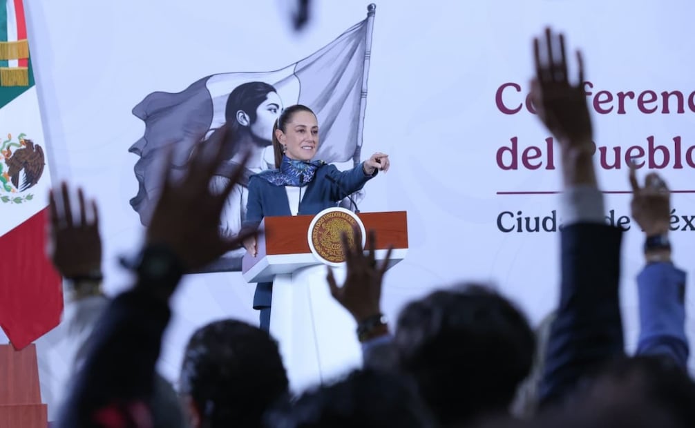 La presidenta Claudia Sheinbaum Pardo durante la “Mañanera del Pueblo” en Palacio Nacional de este 12 de mayo de 2026. Foto: Luis Camacho/ EL UNIVERSAL