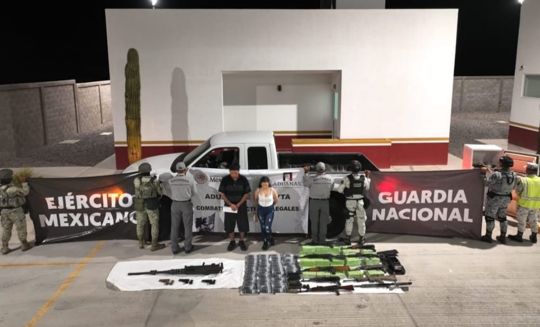 Caen dos en Sonora por intentar ingresar arsenal a México (24/08/2025). Foto: Especial