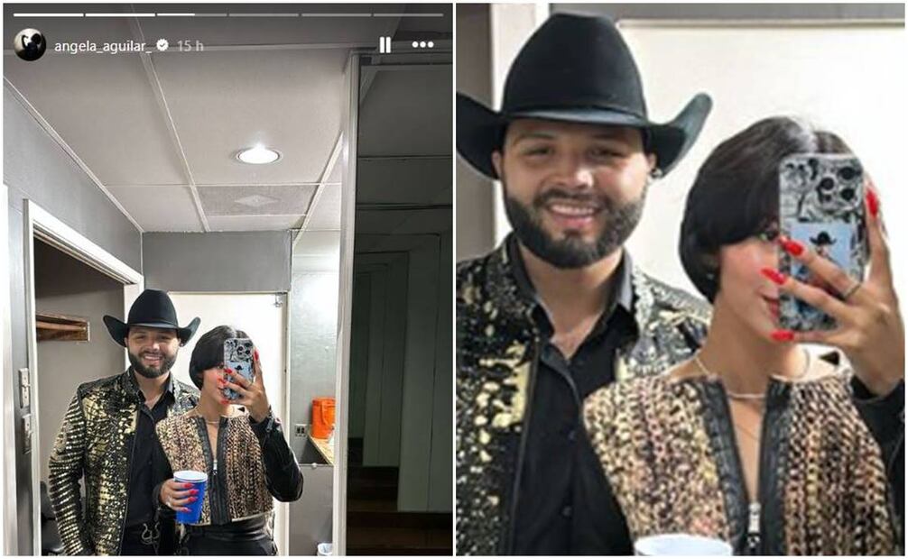 Una foto de Christian Nodal decora el celular de Ángela Aguilar.