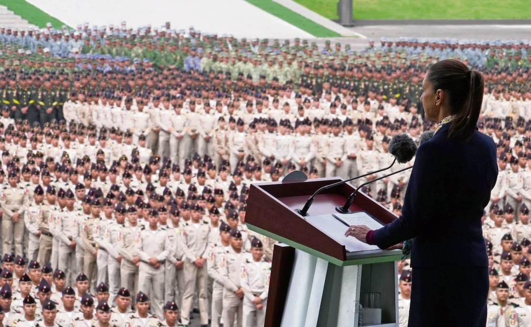 Claudia Sheinbaum, durante su primer acto con las Fuerzas Armadas. Foto: Presidencia